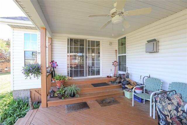925 Lowell Ave, Cave Springs, AR 72718 - wooden deck with a ceiling fan