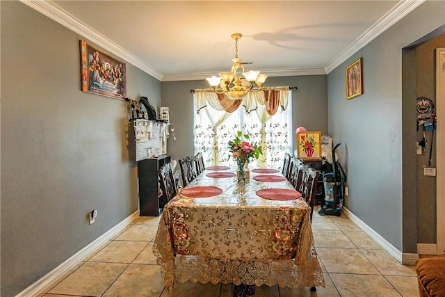 814 Colley St, Lowell, AR 72745 - dining room featuring a chandelier, tile patterned floors, ornamental molding, and baseboards