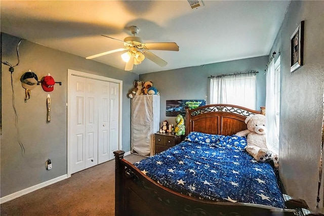 814 Colley St, Lowell, AR 72745 - bedroom with carpet floors, a ceiling fan, baseboards, and a closet
