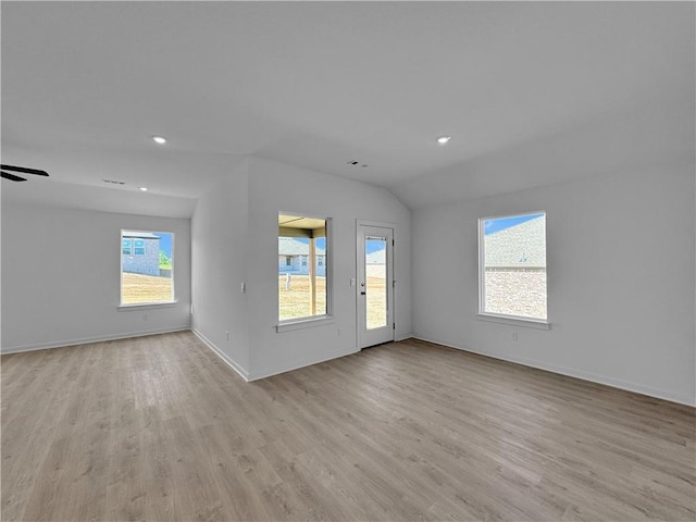 200 Greer St, Pea Ridge, AR 72751 - spare room featuring plenty of natural light, light wood-style flooring, vaulted ceiling, baseboards, and recessed lighting