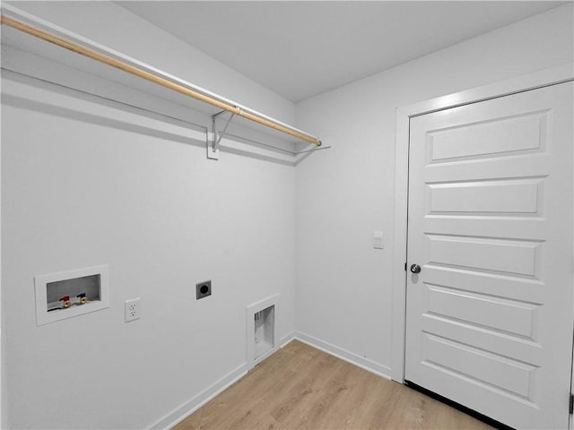 200 Greer St, Pea Ridge, AR 72751 - washroom with electric dryer hookup, hookup for a washing machine, light wood-style flooring, and baseboards