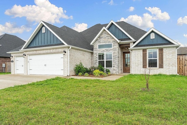 901 Carlock Dr, Pea Ridge, AR 72751 - craftsman inspired home with board and batten siding, a garage, concrete driveway, and brick siding
