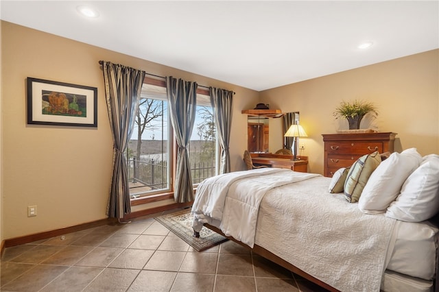 8093 Rockwood Ln, Rogers, AR 72756 - tiled bedroom with baseboards, recessed lighting, and access to outside