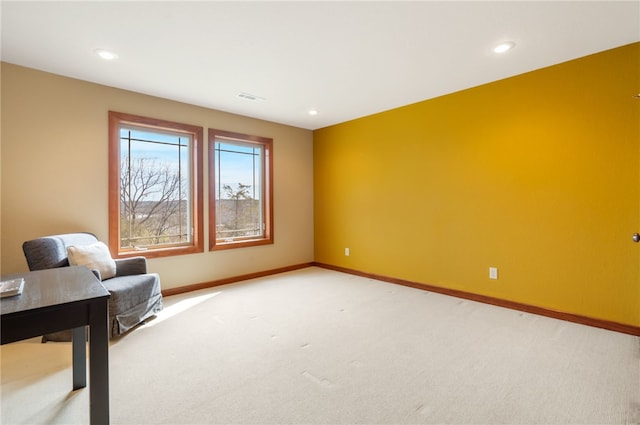 8093 Rockwood Ln, Rogers, AR 72756 - living area featuring baseboards, light colored carpet, and recessed lighting