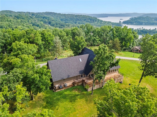 8093 Rockwood Ln, Rogers, AR 72756 - view from above of property with a heavily wooded area and a nearby body of water