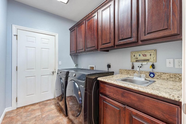 4206 NE Kenton Ave, Bentonville, AR 72712 - laundry room featuring cabinet space, washing machine and clothes dryer, baseboards, and wet bar