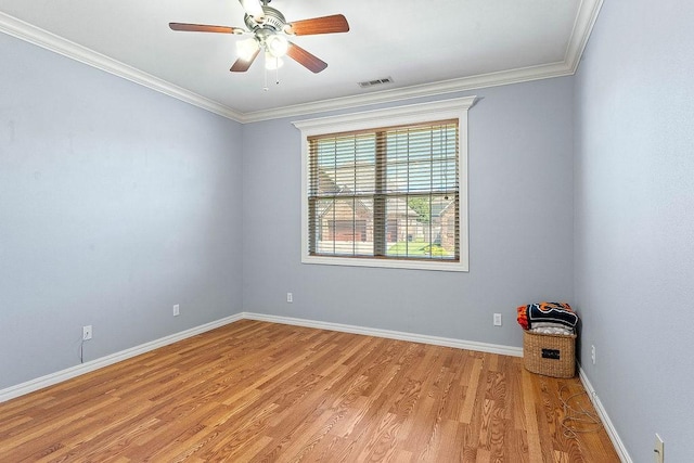 4206 NE Kenton Ave, Bentonville, AR 72712 - unfurnished room with light wood-type flooring, ceiling fan, ornamental molding, and baseboards