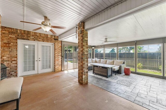 4206 NE Kenton Ave, Bentonville, AR 72712 - sunroom featuring ceiling fan, outdoor lounge area, and healthy amount of natural light