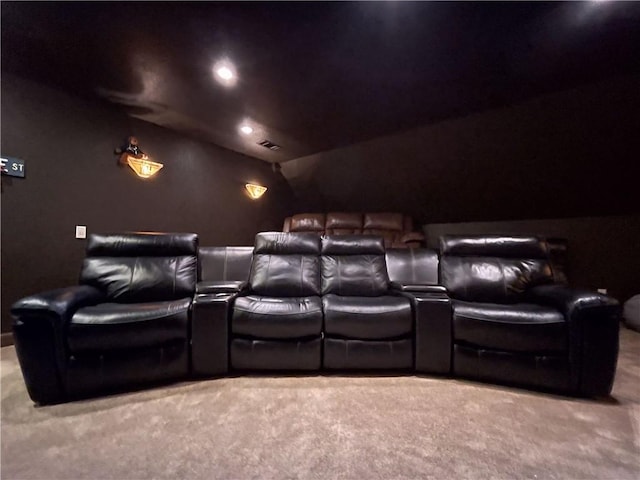 10059 Birdie St, Dardanelle, AR 72834 - carpeted home theater with vaulted ceiling and recessed lighting