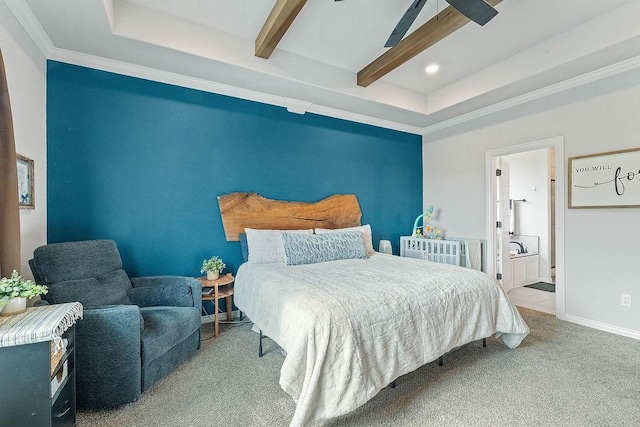 1904 Bergman Rd, Pea Ridge, AR 72751 - carpeted bedroom with recessed lighting, a raised ceiling, beam ceiling, and baseboards