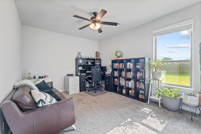 1904 Bergman Rd, Pea Ridge, AR 72751 - office featuring a ceiling fan and carpet flooring