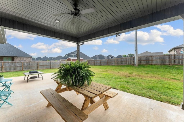 1904 Bergman Rd, Pea Ridge, AR 72751 - view of patio / terrace featuring a ceiling fan, outdoor dining space, and a residential view