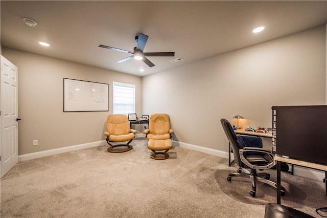 2009 Poppy St, Bentonville, AR 72713 - office space with ceiling fan, recessed lighting, carpet, and baseboards