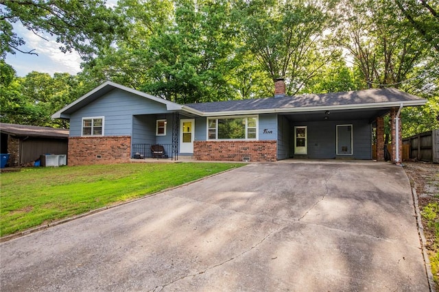 5 Chapel Ln, Bella Vista, AR 72715 - single story home featuring brick siding, driveway, a chimney, and an attached carport
