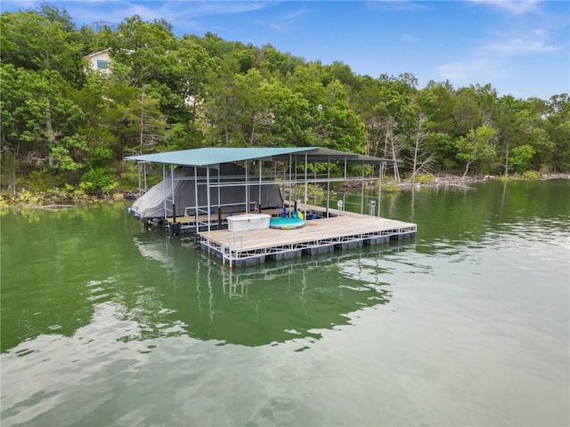 10393 Cedar Rock Rd, Garfield, AR 72732 - dock with a water view, a forest view, and boat lift