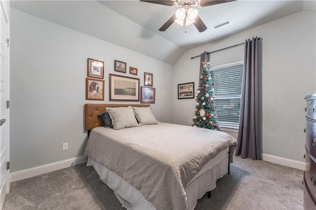 483 N Otoe St, Farmington, AR 72730 - bedroom with vaulted ceiling, carpet flooring, baseboards, and a ceiling fan