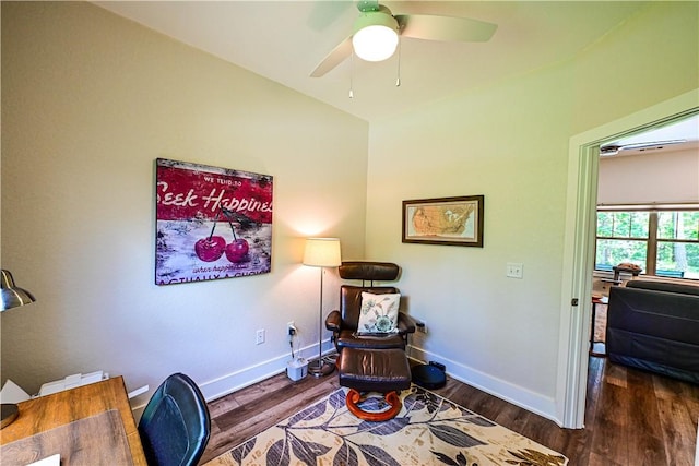 29 Bassingham Dr, Bella Vista, AR 72715 - sitting room with wood finished floors, ceiling fan, and baseboards