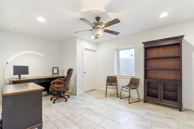 12698 Bush Rd, Centerton, AR 72719 - office featuring ceiling fan, recessed lighting, and baseboards