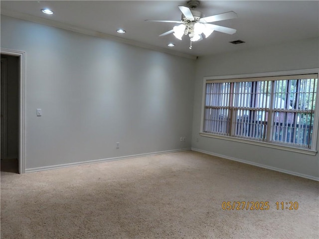 4007 Georgia St, Springdale, AR 72762 - carpeted spare room featuring ceiling fan, baseboards, recessed lighting, and crown molding