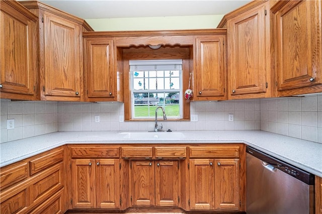 17 La Costa Dr, Holiday Island, AR 72631 - kitchen featuring dishwasher, light countertops, and brown cabinetry