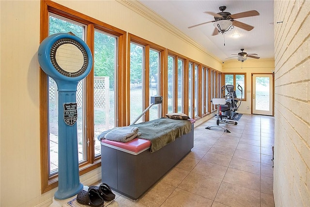 1060 Marina Way, Russellville, AR 72801 - sunroom / solarium with ornamental molding, ceiling fan, and tile patterned floors