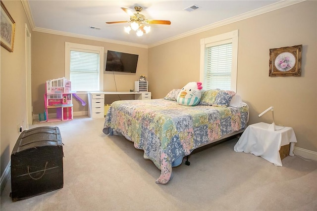 1060 Marina Way, Russellville, AR 72801 - carpeted bedroom featuring crown molding, baseboards, and ceiling fan