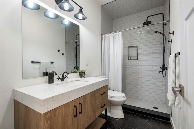 327 S E Ave, Fayetteville, AR 72701 - full bath featuring vanity, tile patterned floors, and a tile shower