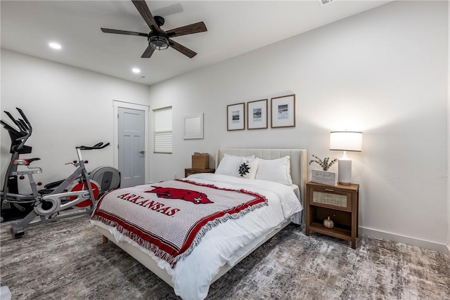 327 S E Ave, Fayetteville, AR 72701 - bedroom featuring wood finished floors, recessed lighting, and ceiling fan