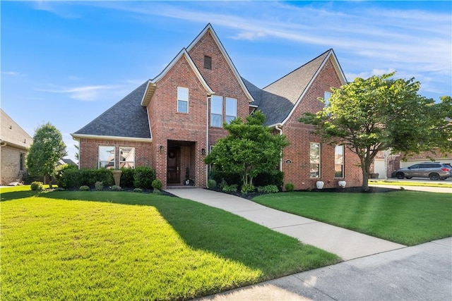 2314 S The Peaks Blvd, Rogers, AR 72758 - traditional-style house featuring brick siding, a front lawn, and roof with shingles
