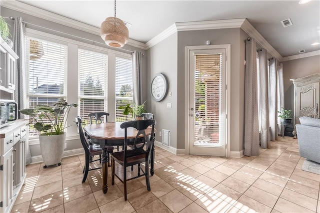 2314 S The Peaks Blvd, Rogers, AR 72758 - dining area featuring ornamental molding, baseboards, light tile patterned floors, and recessed lighting