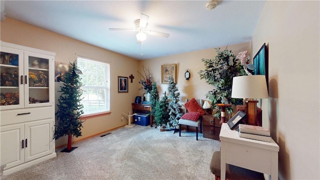 15829 N Wimpy Jones Rd, Garfield, AR 72732 - sitting room with a ceiling fan, light colored carpet, and baseboards
