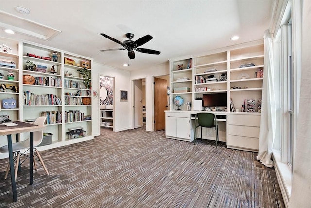 1463 E Woodbrook Dr, Fayetteville, AR 72703 - office with ceiling fan, carpet floors, and recessed lighting