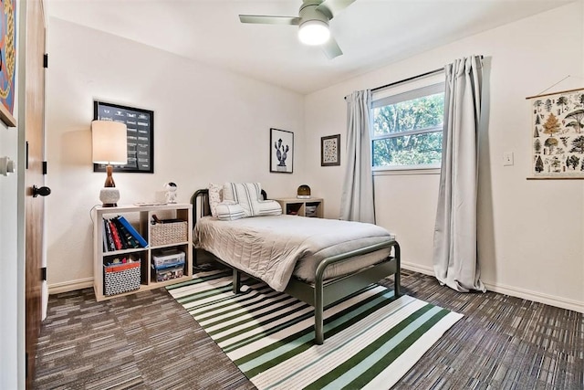 1463 E Woodbrook Dr, Fayetteville, AR 72703 - bedroom with baseboards, wood finished floors, and ceiling fan