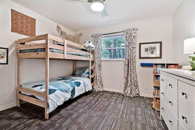 1463 E Woodbrook Dr, Fayetteville, AR 72703 - bedroom featuring dark colored carpet, baseboards, and ceiling fan