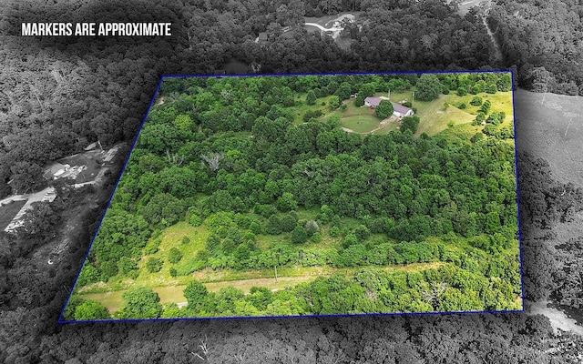 1188 Kyle Rd, Noel, MO 64854 - aerial overview of property's location with property parcel outlined and a forest