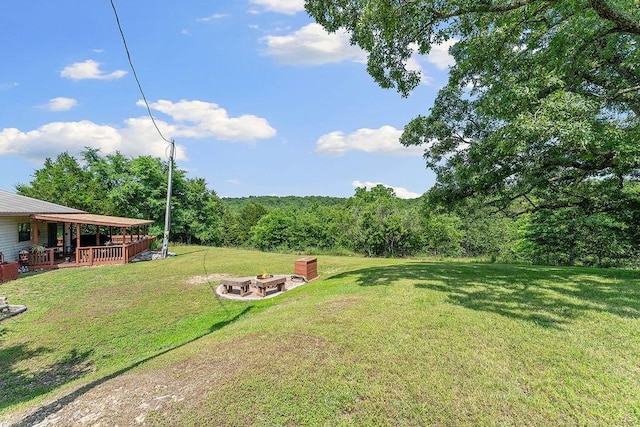1188 Kyle Rd, Noel, MO 64854 - view of green lawn featuring an outdoor fire pit and a forest view