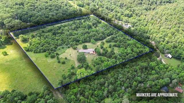 1188 Kyle Rd, Noel, MO 64854 - aerial view of property and surrounding area featuring property parcel outlined and a forest