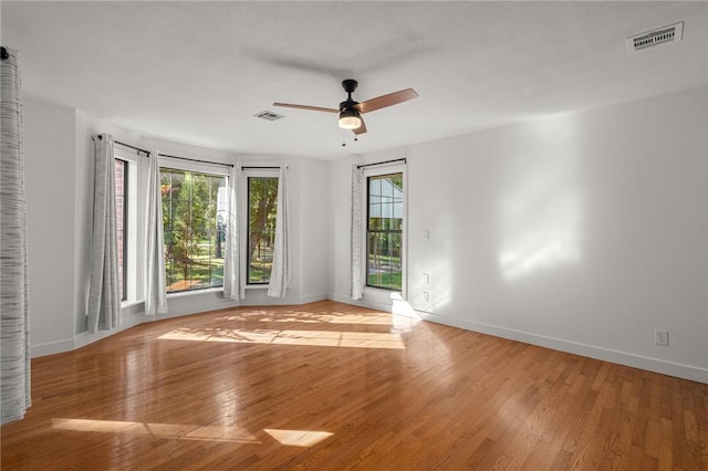 3307 NW 3rd St, Bentonville, AR 72712 - empty room with plenty of natural light, baseboards, light wood-style flooring, and ceiling fan