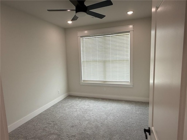 7695 Teton Trl, Springdale, AR 72762 - empty room featuring baseboards, carpet floors, ceiling fan, plenty of natural light, and recessed lighting