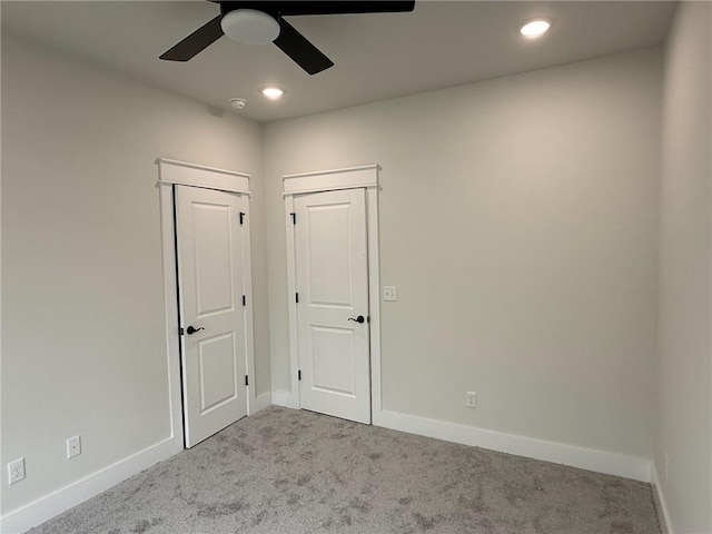 7695 Teton Trl, Springdale, AR 72762 - unfurnished bedroom with carpet, baseboards, recessed lighting, and ceiling fan