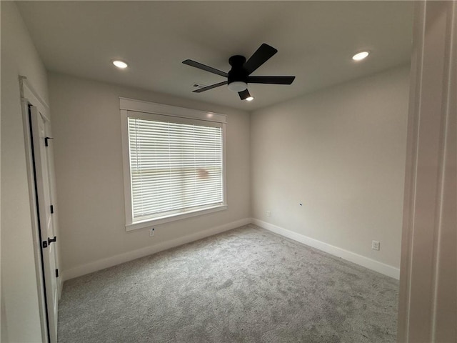 7695 Teton Trl, Springdale, AR 72762 - carpeted empty room featuring baseboards, a ceiling fan, and recessed lighting