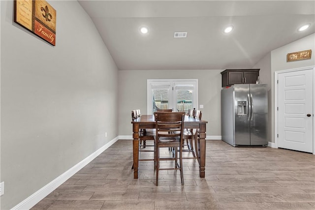200 Post Oak Ave, Gentry, AR 72734 - dining room with lofted ceiling, light wood-type flooring, baseboards, and recessed lighting