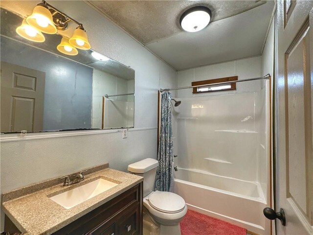 100 Pecan St, Marshall, AR 72650 - full bath featuring vanity, shower / bath combo, toilet, and a textured wall