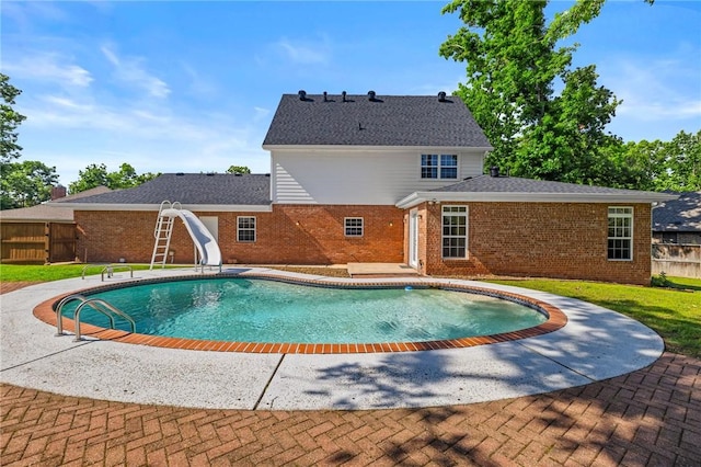 1 Geyer Rd, Bentonville, AR 72712 - view of swimming pool with a water slide and a patio area