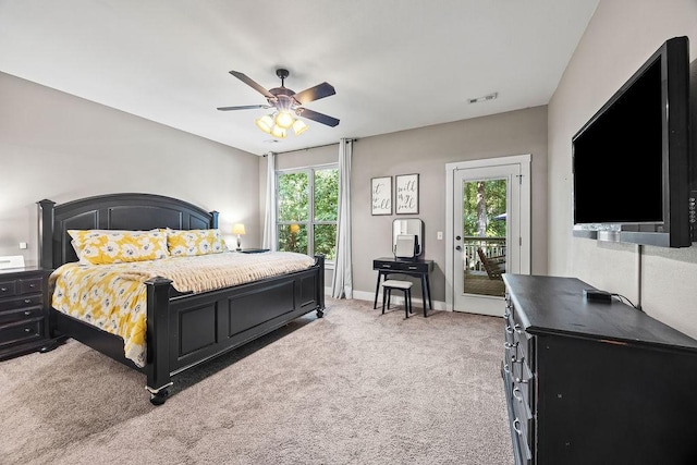 26 Primrose Ln, Bella Vista, AR 72714 - bedroom with access to outside, multiple windows, light colored carpet, and ceiling fan