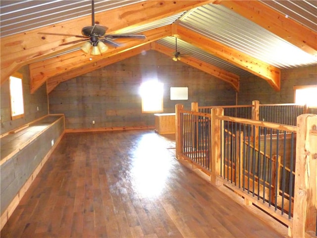 6611 Mc 4010, Everton, AR 72633 - bonus room featuring hardwood / wood-style floors, wooden walls, vaulted ceiling, and ceiling fan