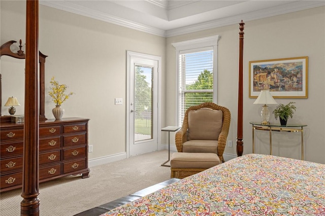 2970 Laurel Cir, Centerton, AR 72719 - carpeted bedroom featuring ornamental molding, baseboards, and access to exterior