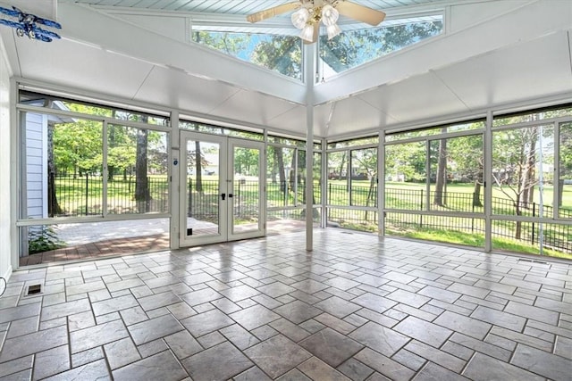 5 Augusta Ln, Holiday Island, AR 72631 - unfurnished sunroom featuring french doors and ceiling fan