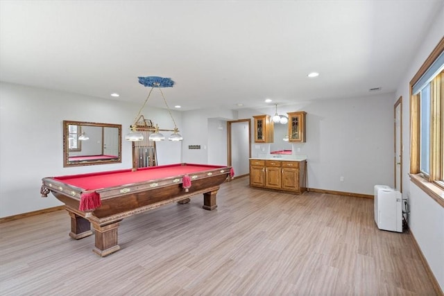 5 Augusta Ln, Holiday Island, AR 72631 - playroom featuring baseboards, light wood-style floors, recessed lighting, and billiards table