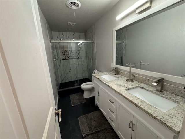 712 Carlton St, Springdale, AR 72762 - bathroom with toilet, double vanity, and a stall shower